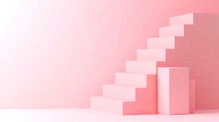 Fototapeta premium Abstract staircase with cubes representing key business pillars, 3D illustration,