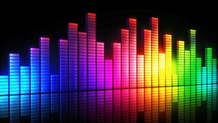 Vibrant Rainbow Music Equalizer on Black Background - Abstract Sound Wave Wallpaper