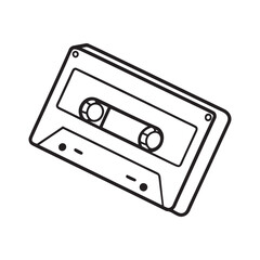 Cozy 90's Groovy: Bold and Easy Coloring Page, Line art, Black and White, cassette Coloring page