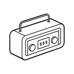 Cozy 90's Groovy: Bold and Easy Coloring Page, Line art, Black and White, radio Coloring page