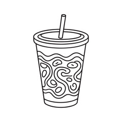 Cozy 90's Groovy: Bold and Easy Coloring Page, Line art, Black and White, drink Coloring page