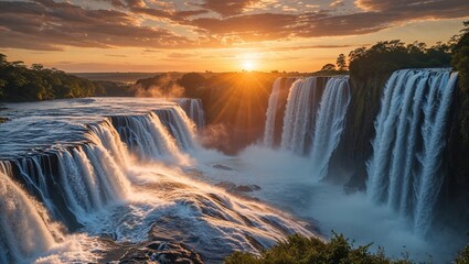 Fototapeta premium Exploring the Breathtaking Beauty of Cascading Waterfalls