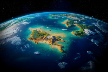 Obraz premium A breathtaking collection of Earth views from space, showcasing oceans, rivers, and lush landscapes, ideal for environmental campaigns, educational materials, or designs celebrating the planet’s beaut
