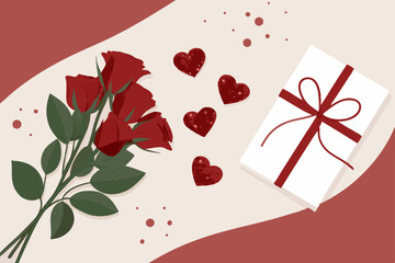 red rose happy valentines day background  