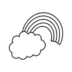 Cozy 90's Groovy: Bold and Easy Coloring Page, Line art, Black and White, cloud Coloring page