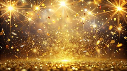 Obraz premium Confetti falling from the sky amidst a burst of golden sparks in a festive atmosphere