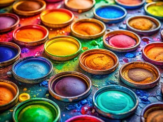 Vibrant Watercolor Abstract Borders: Macro Photography of Colorful Paint Edges