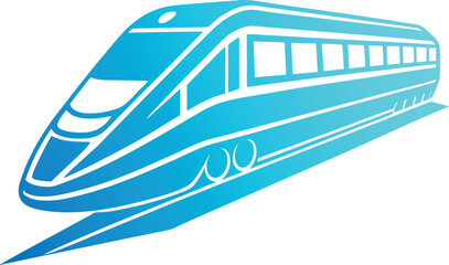 Modern High-Speed Train Silhouette in Vibrant Blue