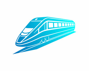 Modern High-Speed Train Silhouette in Vibrant Blue