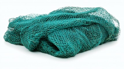 Teal Fishing Net on White Background