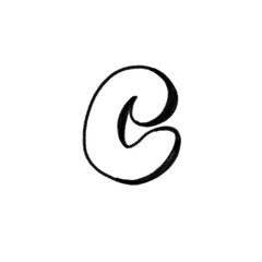 A creative black and white graphic of a stylized lowercase 'c'. Ideal for art, design, and typography projects. Perfect for educational, artistic, or decorative purposes.
