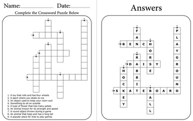 Kids Crossword Puzzle: Fun Printable Word Game for Learning