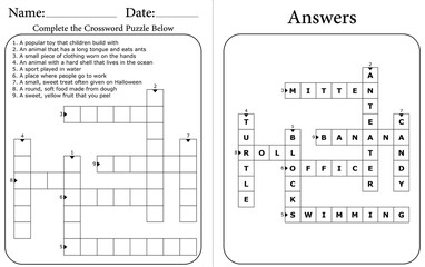 Kids Crossword Puzzle: Fun Printable Word Game for Learning