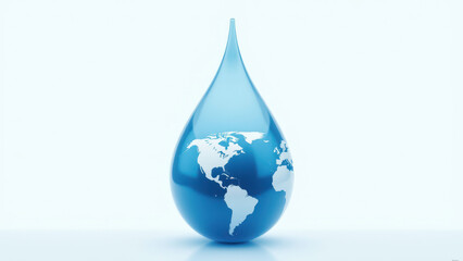 Obraz premium A single droplet containing an image of Earth symbolizing water conservation and global sustainability.