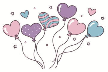 balloons in the sky happy valentines day background  