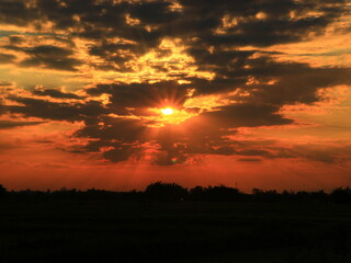 Beautiful evening with sunset light.