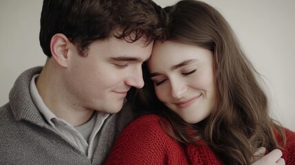 Obraz premium Young Couple Sharing Intimate Moment Close Together