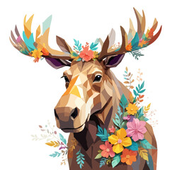 Moose Playful Adorable Fun Animal Colorful Geometric Cute Style