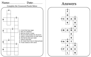 Kids Crossword Puzzle: Fun Printable Word Game for Learning