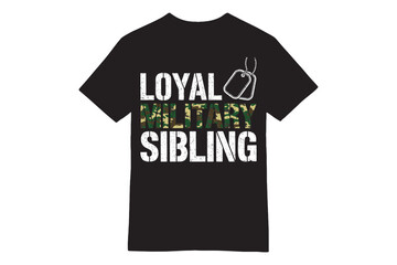 Loyal Military Sibling - Camouflage Dog Tags T-Shirt