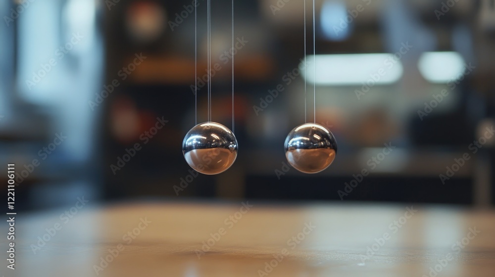 Poster two magnets floating in mid-air, held by a transparent string, with a subtle sense of tension, illus