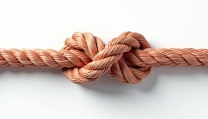 Obraz premium Complexly woven rope knot against white backdrop High resolution image , image, climbing, isolated