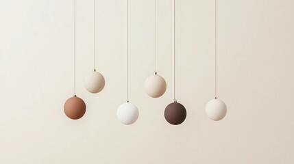 Minimalistic hanging spheres in neutral tones creating a serene aesthetic for modern decor and design concepts