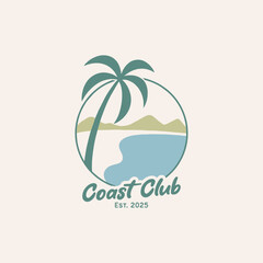 Vintage beach design template for surf club, surf shop, surf merch.