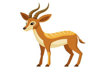 Adorable Cartoon Antelope Watercolor Vector Illustration, Isolated on White Background. Perfect for Children's Books, Prints, and Designs.