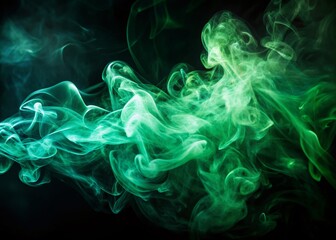 Fototapeta premium Vintage Green Smoke Abstract, Black Background, Swirling Vapor, Artistic Haze, Retro Photography