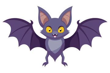 Watercolor Vector of a Cartoon Bat Animation on White Background, Cute Bat Illustration for Halloween, Kids, Fun Animation, and Wildlife Themes, Perfect for Custom Designs and Creative Projects.