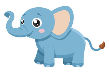 Watercolor Vector of a Cartoon Elephant Animation, Hand-Drawn, Playful, Cute, Colorful, Fun, Artistic, Modern, Digital Illustration, White Background, Perfect for Kids, Posters