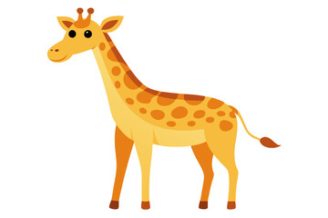 Watercolor Vector of a Cartoon Giraffe Isolated on White Background, Hand-drawn Cute Animal Illustration for Kids&rsquo; Room Decor, Nursery, Greeting Cards,