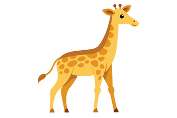 Watercolor Vector of a Cartoon Giraffe Isolated on White Background, Hand-drawn Cute Animal Illustration for Kids’ Room Decor, Nursery, Greeting Cards,