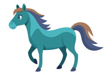 Watercolor Vector of a Cartoon Horse Animation on White Background, Hand-Drawn, Playful, Fun, Artistic, Unique, Digital Art, Animal Illustration, Vibrant, Detailed, Whimsical, Creative, Colorful,
