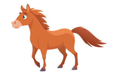 Watercolor Vector of a Cartoon Horse Animation on White Background, Hand-Drawn, Playful, Fun, Artistic, Unique, Digital Art, Animal Illustration, Vibrant, Detailed, Whimsical, Creative, Colorful,