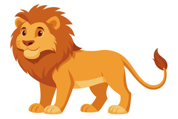 Watercolor Vector of a Cartoon Lion - Cute Hand-Drawn Animation Style Illustration on White Background

