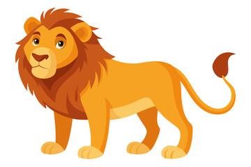 Watercolor Vector of a Cartoon Lion - Cute Hand-Drawn Animation Style Illustration on White Background

