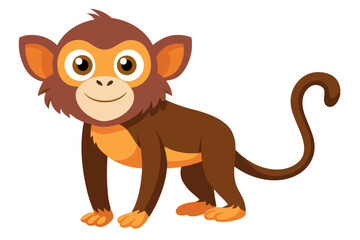 Watercolor Vector of a Cartoon Monkey Animation - Fun and Colorful Design, Hand-painted Cute Monkey with Playful Expression, Perfect for Kids, Animal Lovers, and Animated Themes
