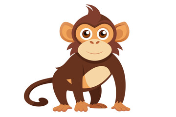 Watercolor Vector of a Cartoon Monkey Animation - Fun and Colorful Design, Hand-painted Cute Monkey with Playful Expression, Perfect for Kids, Animal Lovers, and Animated Themes