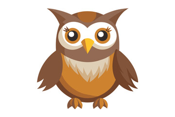 Watercolor Vector of a Cartoon Owl Animation, Isolated on White Background, Cute, Colorful, Artistic, Playful, Hand-drawn, Illustration, Ideal for Children, Books, Posters, T-shirts, 