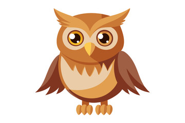Watercolor Vector of a Cartoon Owl Animation, Isolated on White Background, Cute, Colorful, Artistic, Playful, Hand-drawn, Illustration, Ideal for Children, Books, Posters, T-shirts, 