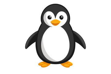 Naklejka premium Watercolor Vector of a Cartoon Penguin – Isolated, Cute Penguin Illustration, Hand-drawn Penguin, Fun Animal Art, Watercolor Artwork for Kids, Wildlife Design, Winter Theme, Vector Clipart