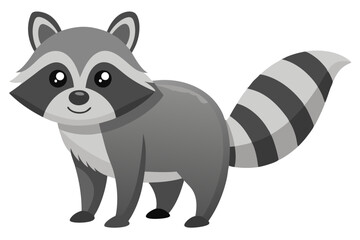  Cute Watercolor Vector of a Cartoon Raccoon – Isolated Digital Illustration on White Background, Hand-Painted Style, Adorable Wildlife Clipart for Prints, Stickers, and Designs
