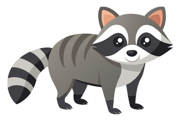  Cute Watercolor Vector of a Cartoon Raccoon &ndash; Isolated Digital Illustration on White Background, Hand-Painted Style, Adorable Wildlife Clipart for Prints, Stickers, and Designs
