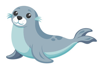 Watercolor Vector of a Cartoon Seal Animation - Cute Animal Design, Hand-drawn Seal, Ocean Creature Illustration for Kids, Digital Art, Fun Marine Life Art