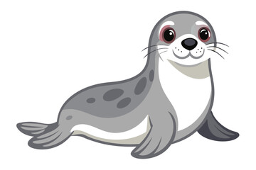 Watercolor Vector of a Cartoon Seal Animation - Cute Animal Design, Hand-drawn Seal, Ocean Creature Illustration for Kids, Digital Art, Fun Marine Life Art