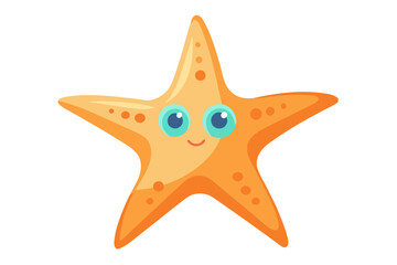 Watercolor Vector of a Cartoon Starfish Animation Hand-Painted Marine Life Illustration on White Background