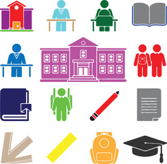 School icon bundle design art and illustrator eps