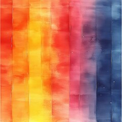 Vibrant abstract watercolor stripes in warm and cool tones